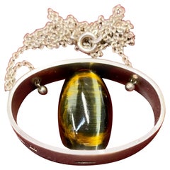 Vintage Necklace, Silver and Tiger's eye Stone Kaunis Koru Oy Finland