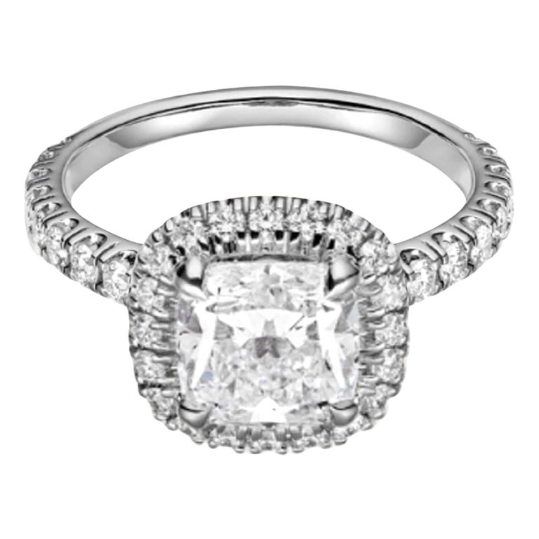 Bague de fiançailles Cartier Destinée Solitaire Platine Diamant taille  coussin Halo En vente sur 1stDibs