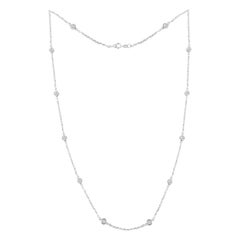 14k White Gold 1.0 Carat Diamond Station Necklace