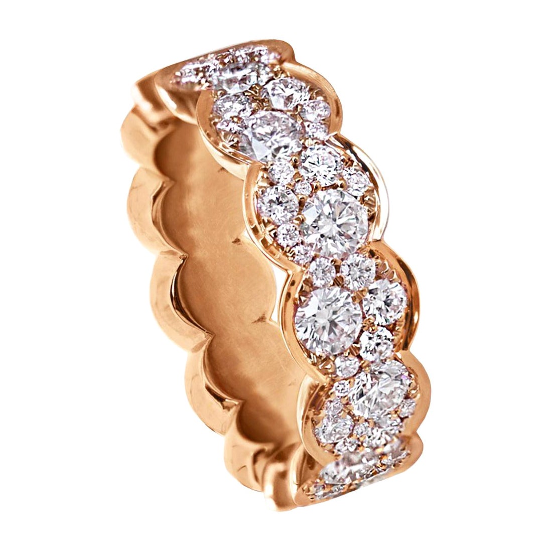 Rose Gold 1.5 Carat Diamond Mosaic Set Eternity Stacking Wedding Ring For Sale