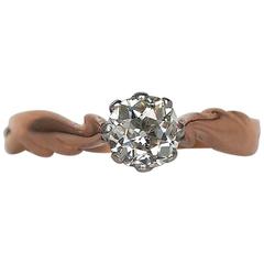 1900s Edwardian GIA .57 Carat Old Mine Diamond Gold Platinum Engagement Ring