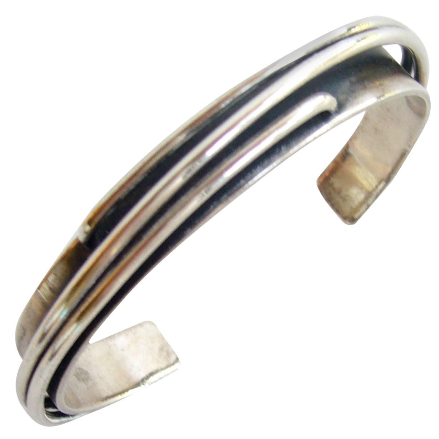Jules Brenner Sterling Silver American Modernist Cuff Bracelet