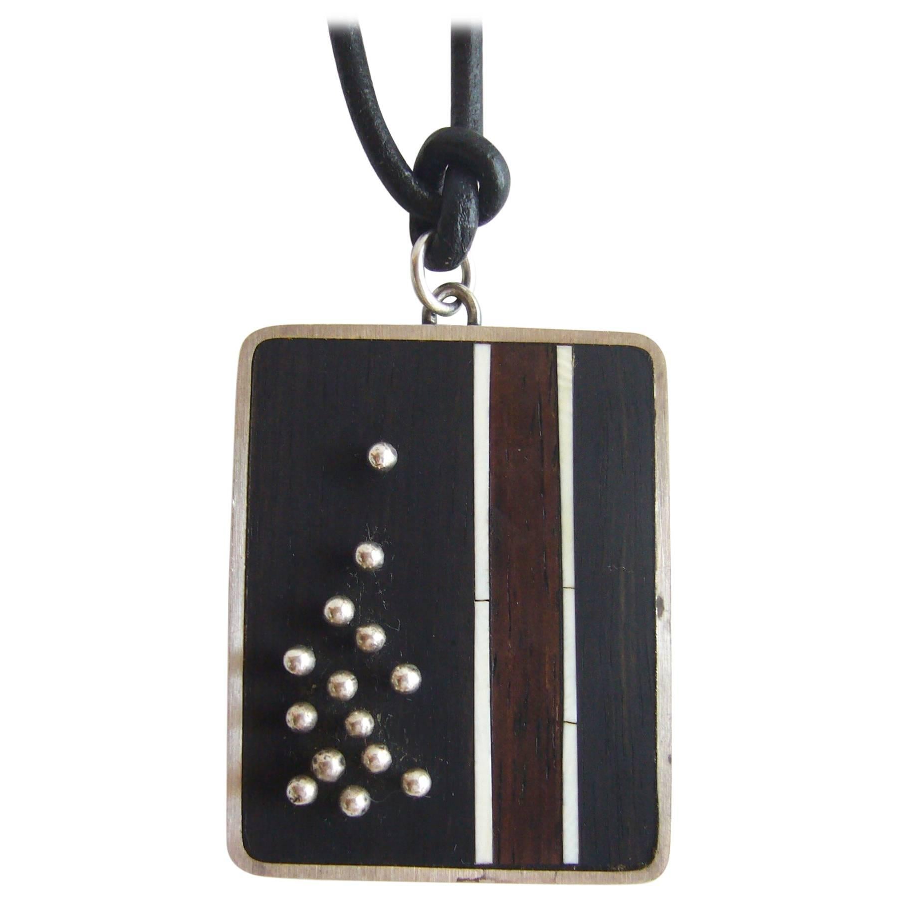 Jay Tuttle Exotic Wood Sterling Silver Pendant Necklace