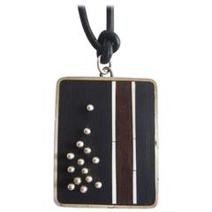 Jay Tuttle Exotisches Holz Sterling Silber Anhänger Halskette