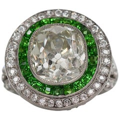 Antique 1915 Art Deco 4.05 Carat Cushion Cut Diamond Platinum Engagement Ring