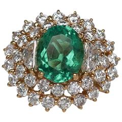 1960s AGL Certified 3.94 Carat Emerald Diamond Gold Ring 
