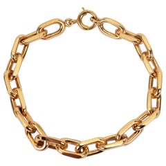 Vintage 14 Karat Yellow Gold Paper Clip Chain Bracelet