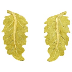 Buccellati Vintage 1970s 18k Gold Leaf Earrings