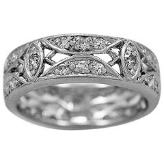 Art Deco 1.00 Carats Diamonds Platinum Wedding Band Ring