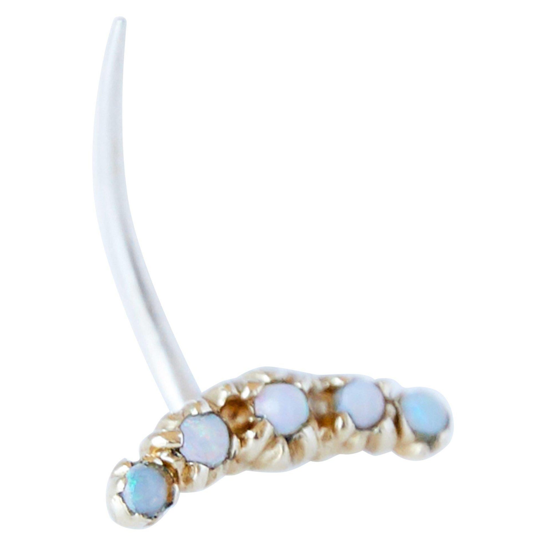 Opal Earring Crescent Moon 14 Karat Gold Piercing J Dauphin For Sale