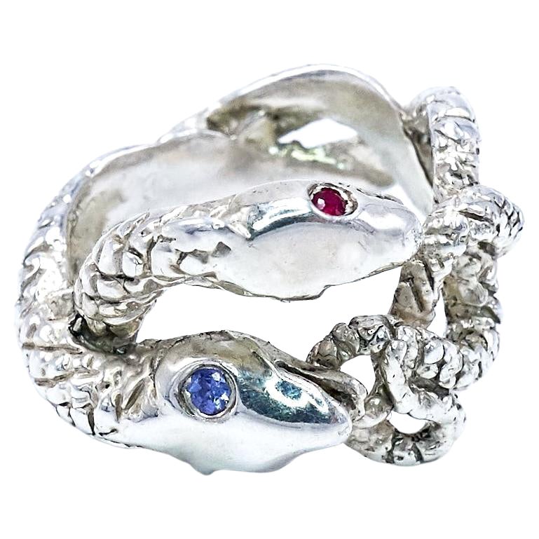 Bague serpent Rubis Tanzanite en argent sterling  Déclaration de cocktail J Dauphin