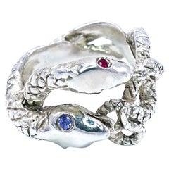 Ruby Tanzanite Snake Ring Sterling Silver Cocktail Statement J Dauphin