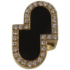 Black Onyx Diamond Gold Ring 10