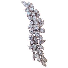 6 Carats Round and Marquise Cut Diamonds Platinum Brooch