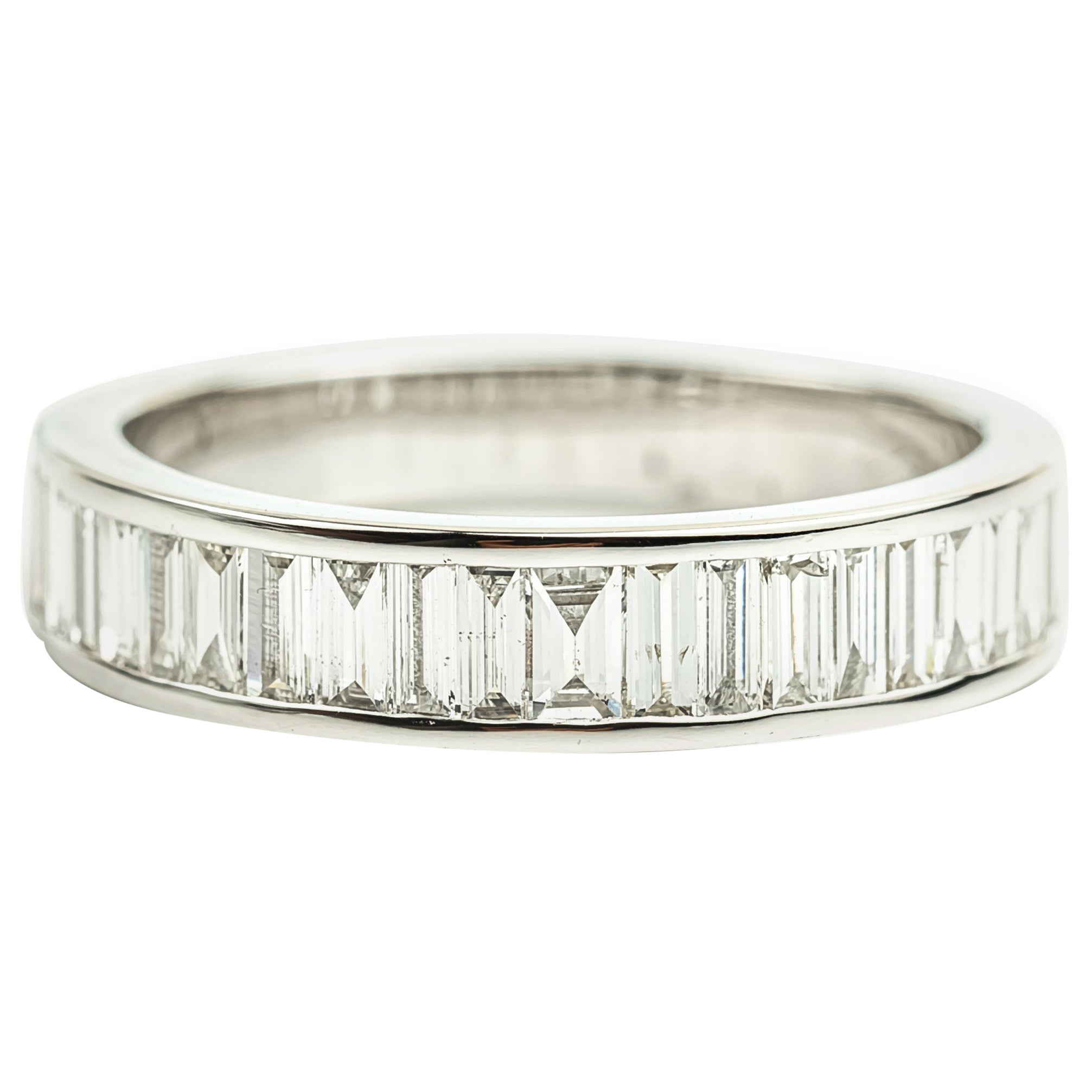 1 Carat Diamond Baguette Wedding Band in 18k White Gold