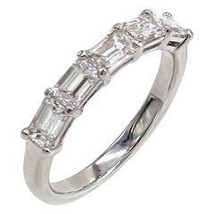 18k White Gold Ring with 5 East-West Set Emerald Cut Diamonds