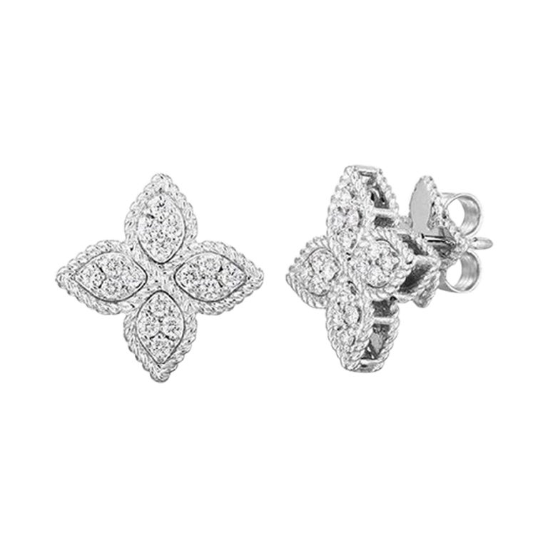 Roberto Coin Boucles d'oreilles fleur de princesse en diamants pour femmes 7771382AWERX