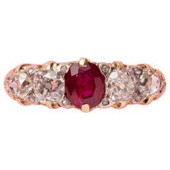 18 Carat Gold Diamond and Ruby Row Ring