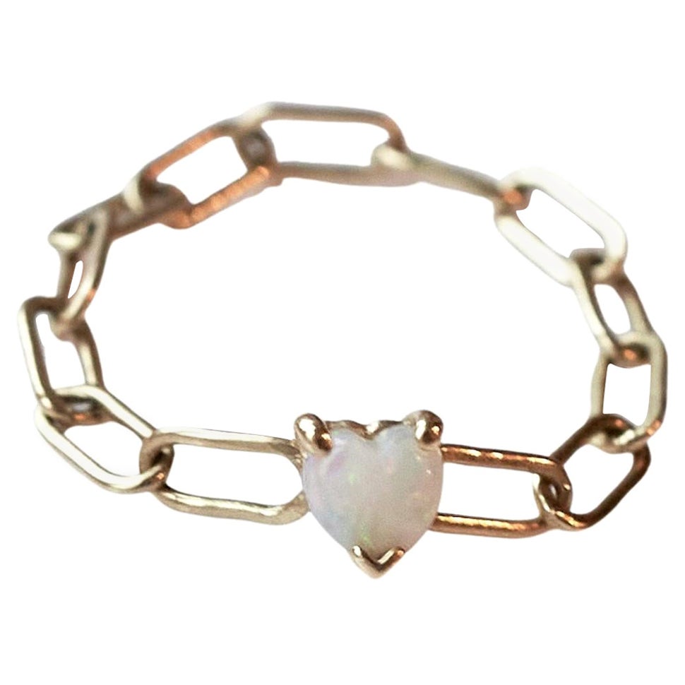 Heart Opal Gold Ring Chain Stackable J Dauphin For Sale