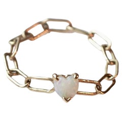 Heart Opal Gold Ring Chain Stackable J Dauphin