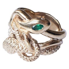 Emerald Marquis White Diamond Ruby Snake Ring Victorian Style Bronze J Dauphi
