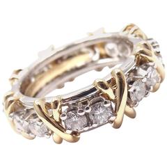 Vintage Tiffany & Co. Jean Schlumberger Sixteen Stone Diamond Gold Platinum Band Ring