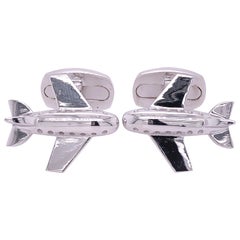 Berca Airplane Shaped Solid Sterling Silver Cufflinks