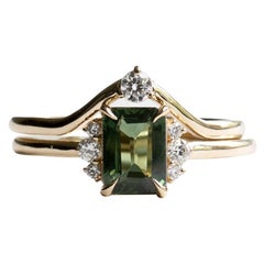 14k 1 Carat Green Sapphire Ring Set