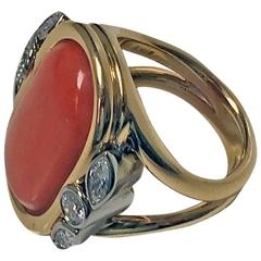 Koralle-Diamant-Goldring