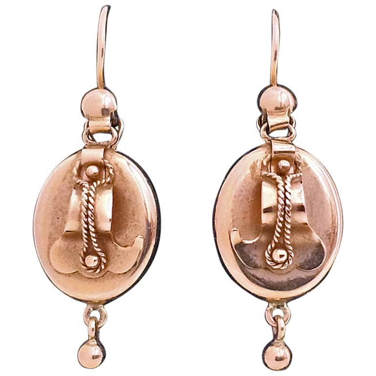 1960s Russian Rose Gold Drop Earrings