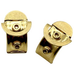 Vintage 18K Gold Italian Huggie Buckle Earrings