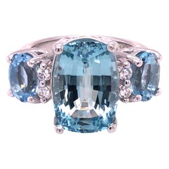 Aquamarine and Diamond Cocktail Ring