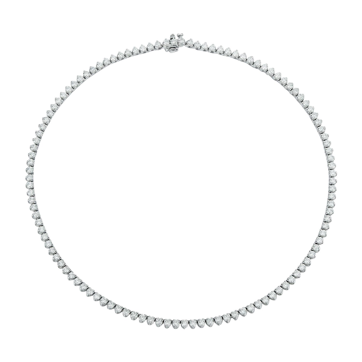 Garland Collection Diamond 3-Prong Tennis Line Necklace