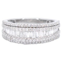 White Gold Band Ring with Five Rows of Diamonds 1.00 Carat