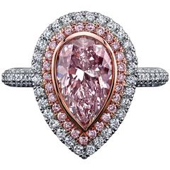 2.18 Carat GIA Cert Natural Fancy Light Pink Diamond Gold Ring