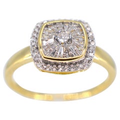 Gold Entourage Ring with Brilliant and Baguette Cut Diamonds