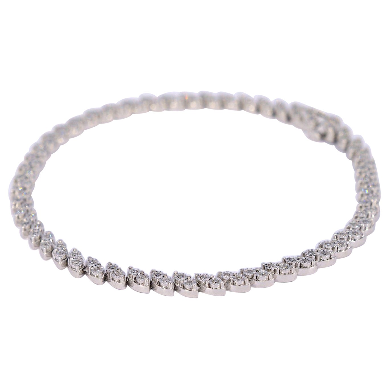 White Gold Bracelet Set in Marquise Shape Chains Set with Diamonds For Sale