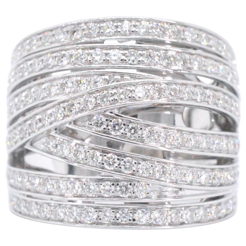 White Gold Design Ring with Brilliant Diamonds For Sale