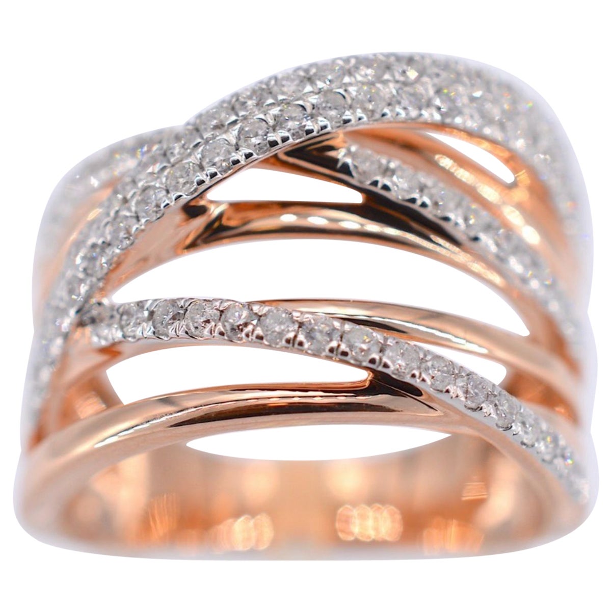 Rose Gold Design Ring with Brilliant Diamonds For Sale