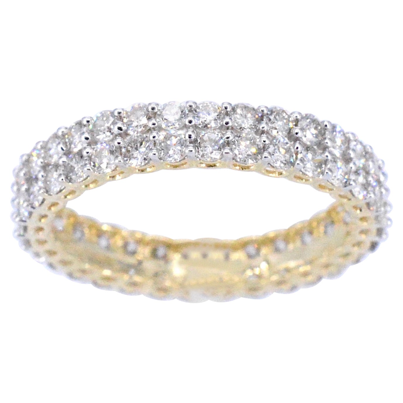 Double Gold Eternity Ring with Brilliant Cut Diamonds