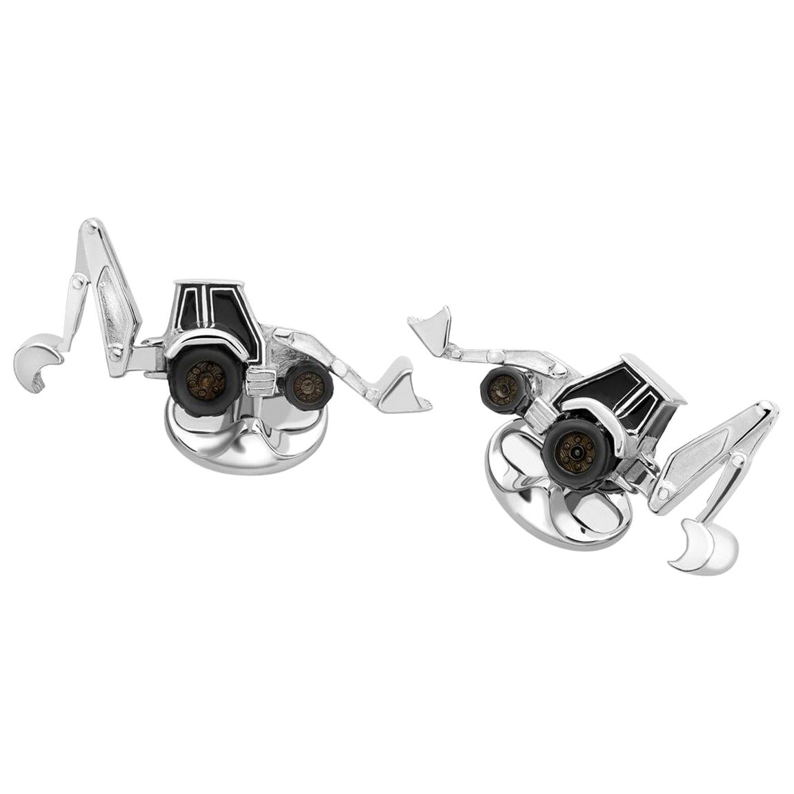 Deakin & Francis Sterling Silver and Enamel Digger Cufflinks For Sale