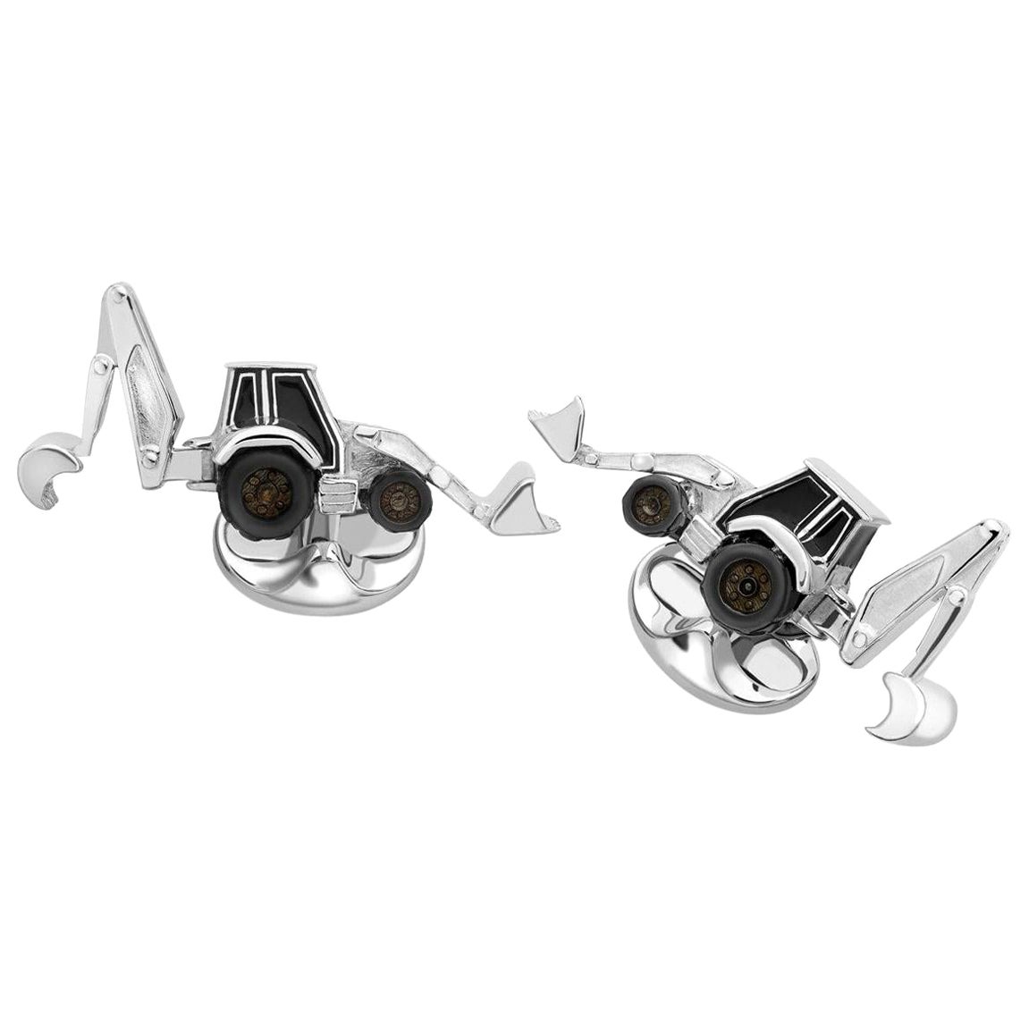 Deakin & Francis Sterling Silver and Enamel Digger Cufflinks