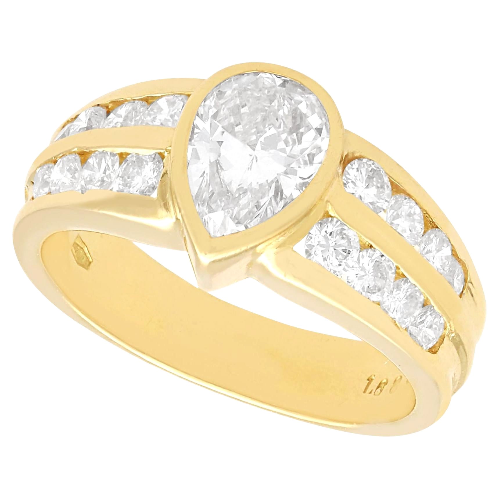 Vintage 1.43ct Diamond and Yellow Gold Ring, circa 1990