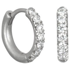Große Kim Platin-Diamant-Ohrringe mit Mikro-Pavé