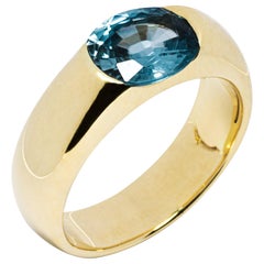 Blauer Zirkon-Ring aus 18 Karat Gelbgold von Jona
