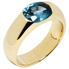 Alex Jona Blue Zircon 18 Karat Yellow Gold Band Ring