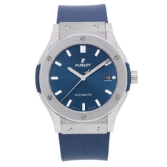 Used Hublot Classic Fusion Blue Dial Titanium Automtic Mens Watch 511.NX.7170.LR