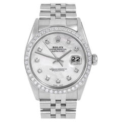 Rolex Mens Datejust MOP Diamond Dial Diamond Bezel Jubilee Band Watch