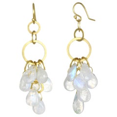 Faye Kim 18 Karat Gold Moonstone Briolette Fringe Earrings