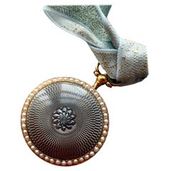 Edwardian 18k Gold Enamel Pearl Pocket Watch Pendant